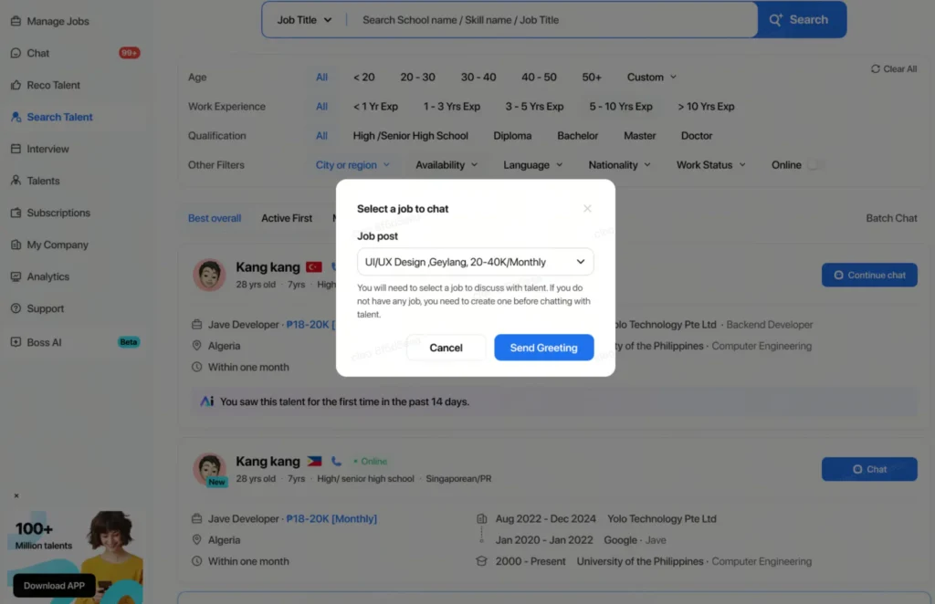 Matching Jobs And Starting A Chat