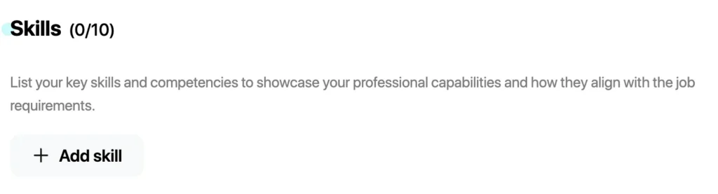 List Skills CV