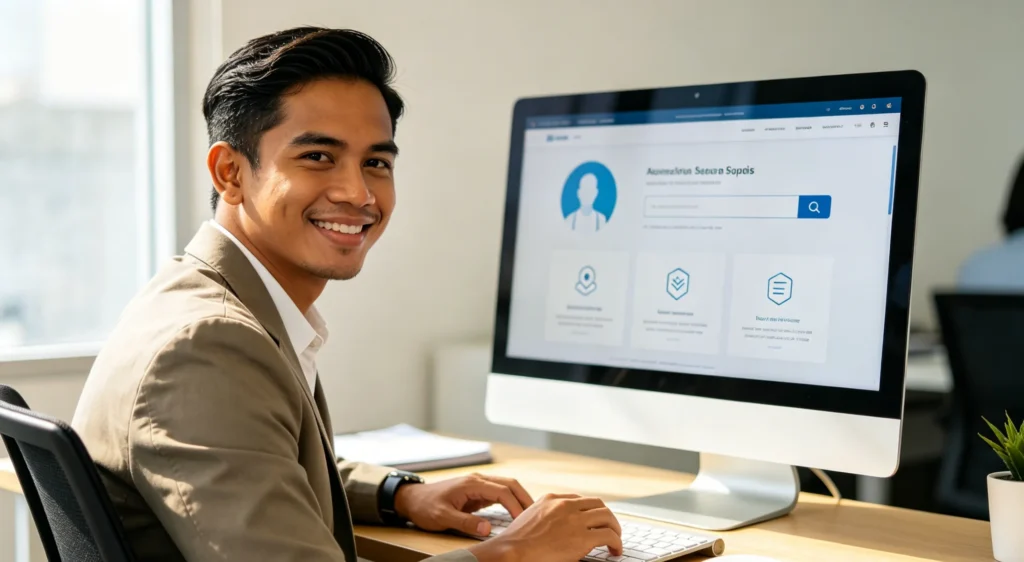 HR manager reviewing candidates on an online recruitment platform